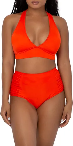 Vista 4 de Smart Sexy Parte inferior de bikini de cintura alta para mujer con fruncido lateral