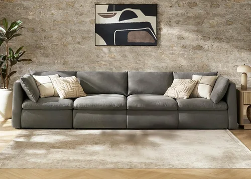 Vista 55 de mopio Sofá modular de gran tamaño con fundas y almacenamiento totalmente extraíbles, secciones convertibles en forma de U y L, moderno sofá de nube