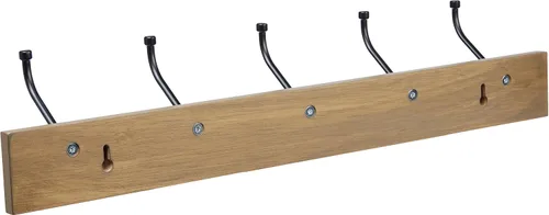 Vista 4 de Amazon Basics - Perchero de pared rectangular estilo casa de campo con ganchos de almacenamiento, 5 ganchos, color madera de granero Casa de campo