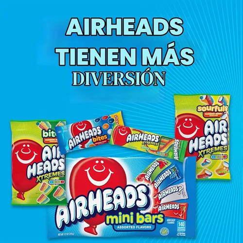 Vista 7 de Airheads Bares, 0.55 onza (Pack de 36) Caramelos Taffy a granel envueltos individualmente, con sabor artificial