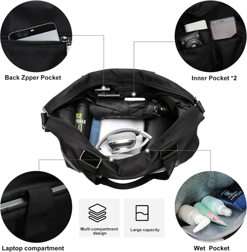 Vista 3 de Bolsa de viaje para gimnasio, bolsa de hombro para fin de semana para mujer