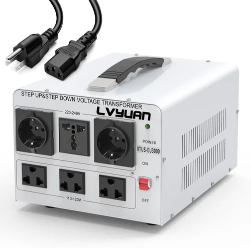 Vista 8 de LVYUAN - Convertidor de transformador de voltaje de 2500 W, convertidor elevador y descendente, 110/120 voltios, 220/240 voltios con 2 salidas