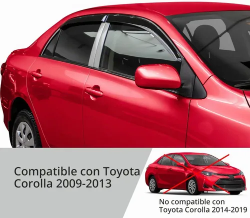 Vista 5 de Voron Glass - Protectores de lluvia con cinta adhesiva extra duraderos para Toyota Corolla 2009-2013, deflectores de ventana, viseras de Para