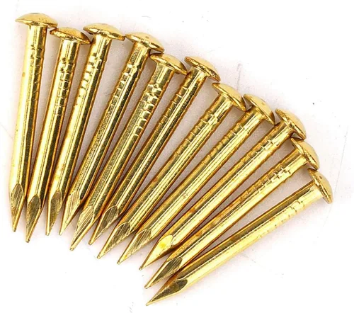 Vista 3 de Oumefar Uñas doradas de cabeza redonda de latón, minimodelo, bisagra de muebles de uñas, 100 piezas para accesorios de hardware, manualidades
