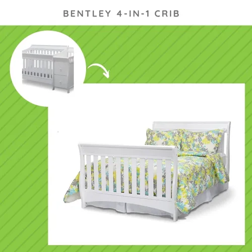 Vista 3 de Delta Children - Kit de conversión de tamaño completo compatible con cuna convertible Bentley de Delta Children - Riel de madera maciza #0050
