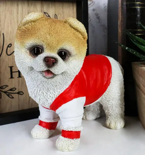 Vista 12 de Ebros Christmas Santa Boo - Estatua de perro de Pomerania más linda del mundo para mascotas, amigos de mascotas, perros coleccionables, figura
