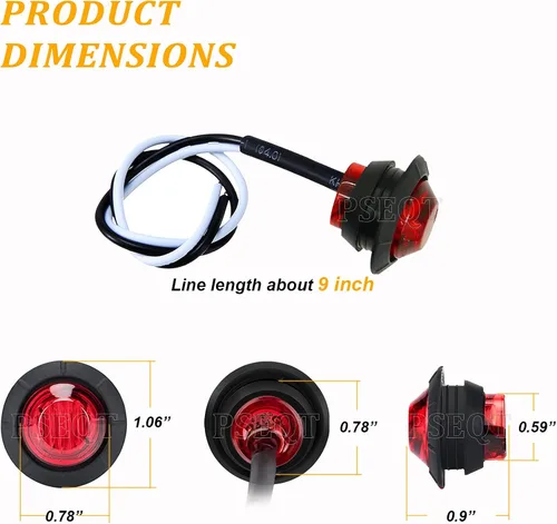 Vista 7 de PSEQT Luces LED de marcador de remolque de 3/4 pulgadas, indicadores de espacio lateral, luz trasera, impermeable, para remolque, camión, autobús