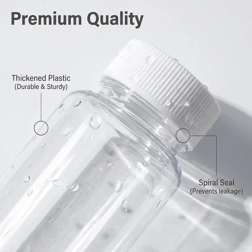 Vista 4 de 12 botellas transparentes de plástico de 3.3 onzas líquidas, contenedor vacío con tapa de rosca blanca, estuche de polvo sólido, soporte