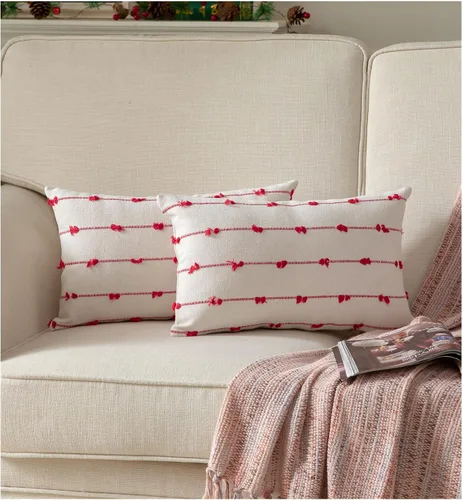 Vista 10 de Caflife Fundas de Almohada Decorativas Boho 18x18 pulgadas Beige y Negro, Juego de 2 Fundas de Almohada Decorativas Modernas Estilo Granja para Sofá