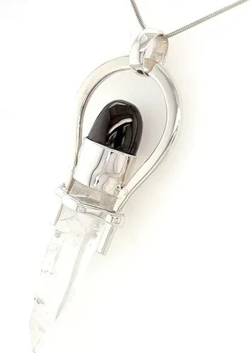 Vista 4 de Starborn Elite Shungite - Collar con colgante de cuarzo (22 pulgadas) transparente, Metal