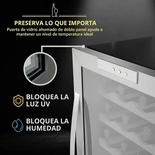 Vista 4 de SCHMÉCKÉ Refrigerador de vino con compresor de 28 botellas con cierre – Gran bodega independiente para vino tinto, blanco, champán o espumoso