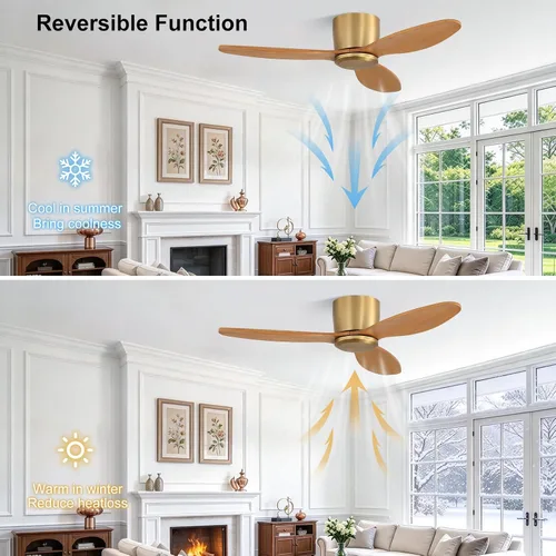 Vista 5 de WINGBO Ventilador de techo empotrado de madera sin luz
