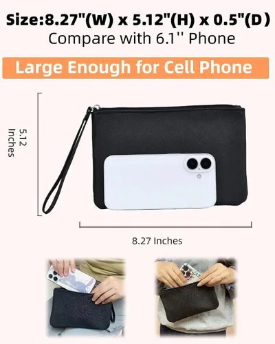 Vista 2 de Paquete de 2 pequeñas bolsas de maquillaje con cremallera para bolso, lápiz labial, organizador de maquillaje de viaje para mujeres, productos Negro