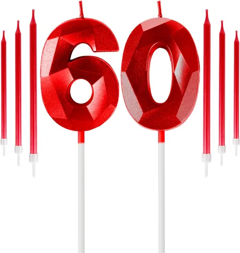 Vista 9 de Vela rosa de cumpleaños número 1 con 6 velas largas, decoraciones de decoración de pastel para fiesta de niña de 1 año, suministros de celebración