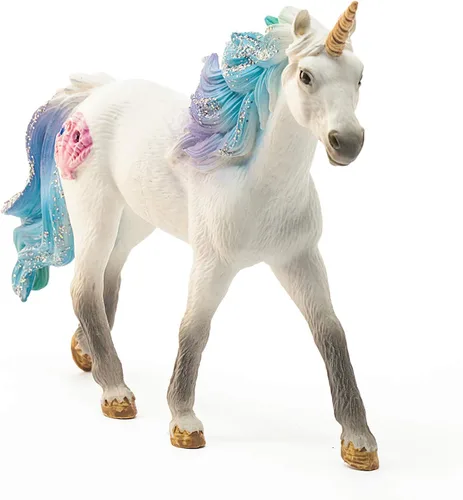 Vista 2 de Schleich bayala, Juguetes de unicornio para niñas y niños, semental de unicornio marino con gemas, azul y morado, a partir de 5 años