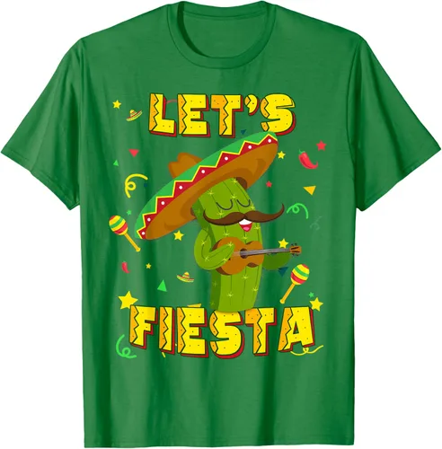 Vista 3 de Cinco De Mayo - Camiseta de regalo con sombrero de cactus Let's Fiesta, Negro, S
