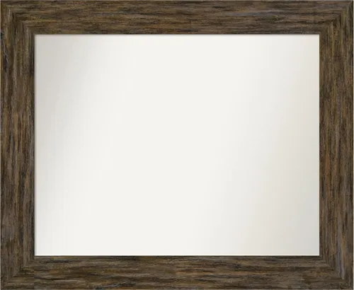 Vista 46 de Amanti Art Espejo personalizado, espejo de baño marrón Fencepost, espejo de pared o espejo de tocador de baño sobre el fregadero (27 x 27 pulgadas)