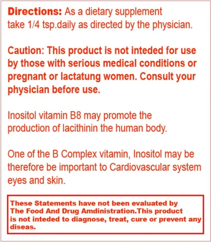 Vista 2 de Suplemento dietético Super Inositol Inositol (vitamina B8) en polvo para equilibrio hormonal, fertilidad y apoyo ovárico, sin gluten, vegano 1