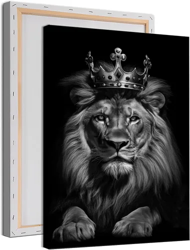 Vista 18 de Lienzo decorativo para pared, póster de leones en blanco y negro, impresiones de retratos de animales, pintura abstracta de leones, arte de pared