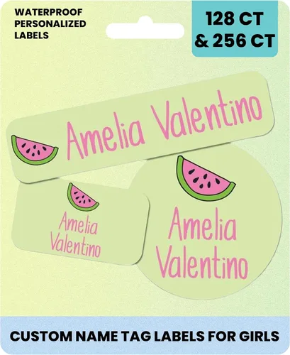 Vista 11 de Suministros escolares etiquetas de nombre personalizadas, etiquetas adhesivas de nombre personalizadas lavables para niñas, etiquetas adhesivas