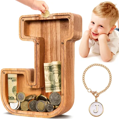 Vista 113 de SummiDate Alcancía de madera de letra para niños y niñas, Alfabeto, personalizada, regalo de cumpleaños y pascua para niños (A)