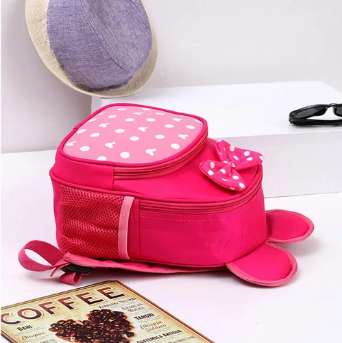 Vista 6 de Pequeñas mochilas rosas para niñas pequeñas con orejas de ratón de dibujos animados mochila de viaje para niños mochila preescolar para bebés Rosado