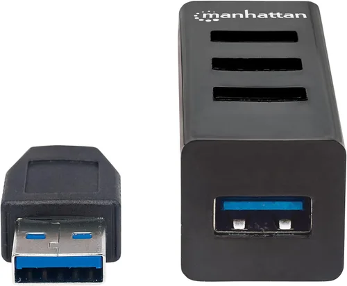 Vista 2 de Manhattan Concentrador USB 3.0 de 4 puertos, con cable largo de 12 pulgadas, transferencia de datos de 5 Gbps, carga de dispositivo móvil de 1 A