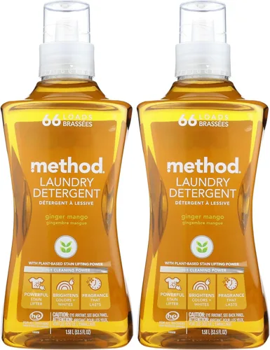 Vista 10 de Method Detergente líquido para lavandería; aroma a salvia de playa, removedor de manchas; 66 cargas por botella de 53.5 onzas; (paquete de 4)