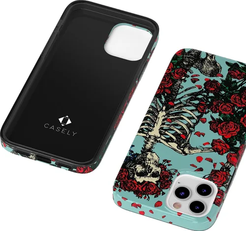 Vista 7 de Casely Funda para iPhone 11 Pro Forever Grateful Grateful Dead Skeleton Floral Diseño clásico ultra delgado