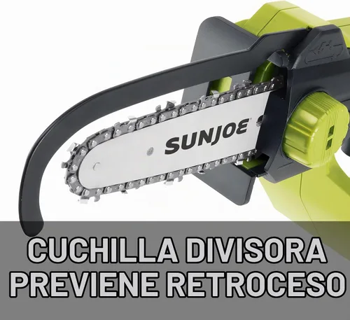 Vista 7 de Sun Joe Mini motosierra inalámbrica iON+ de 24V-HCS-LTE-P1 de 24 voltios, Verde y barra premium SWJ-OIL, aceite de cadena y piñón, lubricación
