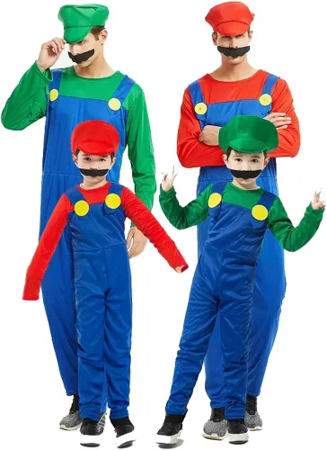 Vista 7 de VISVIC Disfraz de Super Brothers para Halloween, cosplay, clásico, unisex, para hombres, mujeres, adultos, niños y adolescentes