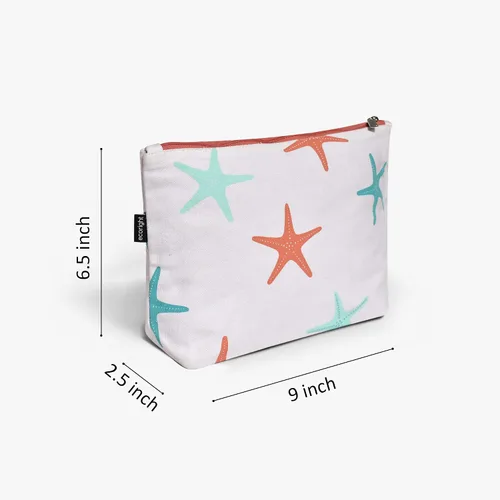 Vista 2 de Eco Right Bolsa de cosméticos de lona: bolsa de maquillaje de viaje para mujeres y niñas, organizador de monedero con cremallera, elegante estética