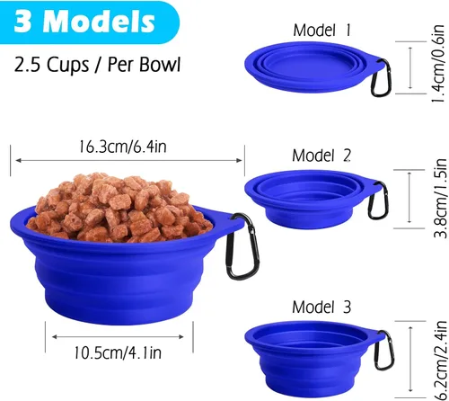 Vista 4 de PetBonus 2-Pack Silicone Collapsible Dog Bowls and Dog Collar Safety Clip