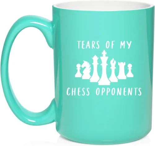 Vista 8 de Daylor Taza de café de cerámica con diseño de los oponentes de las lágrimas de mi ajedrez, regalo para ella, él, amigo, compañero de trabajo