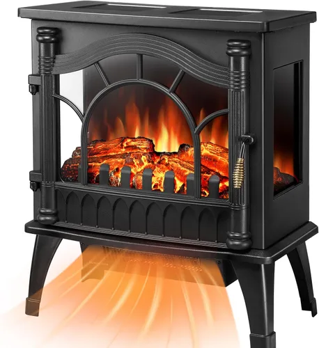 Vista 8 de Xbeauty Estufa Eléctrica de Chimenea de Interior de 22", Calentador de Chimenea Independiente con Brillo de Llama 3D Ajustable, Control