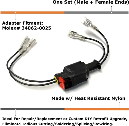 Vista 2 de iJDMTOY Sellos de conector macho y hembra a prueba de salpicaduras de 2 vías con coletas de 5 pulgadas, compatibles con Dodge Ford Automotive Use