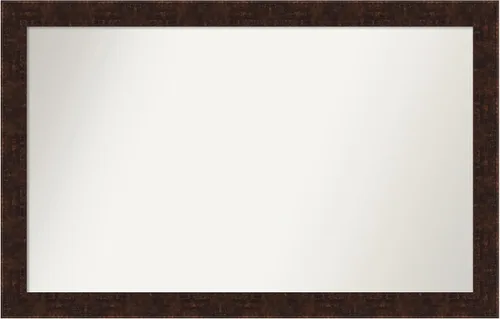 Vista 173 de Amanti Art Espejo de baño de bronce para sobre fregadero, 24 x 24 pulgadas, espejo de tocador cuadrado estrecho de bronce Manhattan, marco de madera