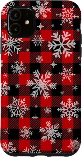 Vista 8 de Snowflakes Snow Snowing Christmas Winter Red Black Plaid Case for iPhone 17