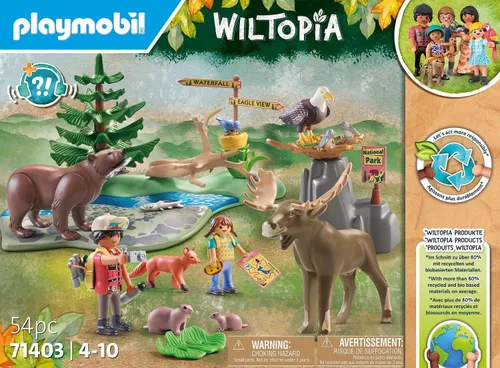 Vista 5 de PLAYMOBIL Wiltopia 71403 Excursión a los Animales de América, Juguetes Sostenibles, desde 4 años