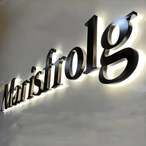 Vista 5 de Letras iluminadas personalizadas de acero inoxidable 3D para letreros de logotipo comercial (personalizadas, 8 letras)