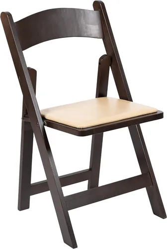 Vista 3 de EMMA + OLIVER Silla plegable de madera de chocolate con asiento acolchado de vinilo desmontable