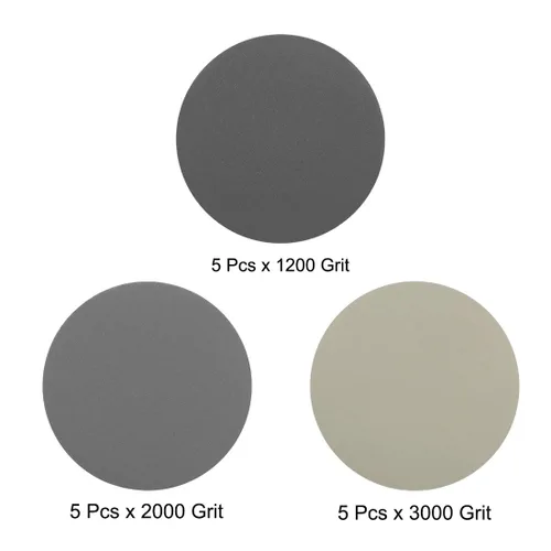 Vista 2 de uxcell Disco de lijado de gancho y bucle de 3 pulgadas, grano 1200/2000/3000, papel de lija de carburo de silicio surtido para lijadora de órbita