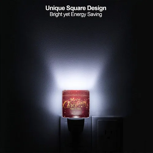 Vista 5 de Ouqiuwa Juego de 2 luces nocturnas enchufables para Navidad, rojo, invierno, feliz año nuevo, LED, sensor de movimiento, lámpara para dormitorio