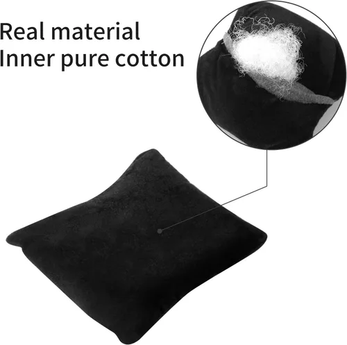 Vista 3 de 6 piezas de terciopelo pequeño brazaletereloj de almohada para joyas (negro)