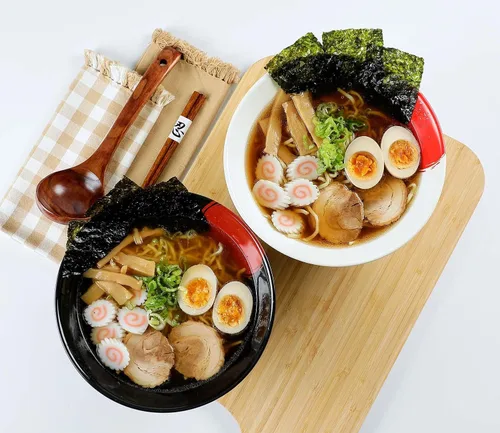 Vista 8 de Juego de cuencos de cerámica japonés para ramen (blanco, 60 onzas)