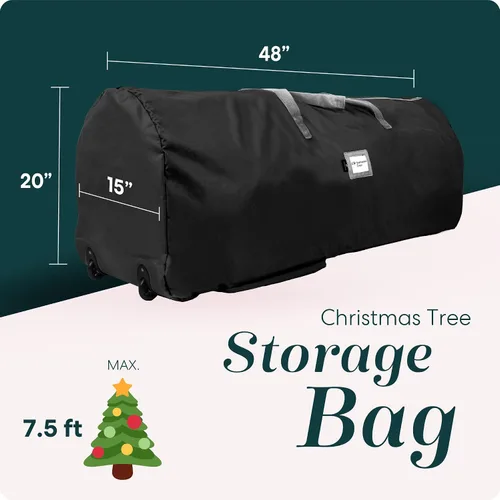 Vista 2 de Handy Laundry - Bolsa de Almacenamiento con Ruedas para Árbol - Para Árbol de Navidad Artificial de 7.5 Pies, Bolsa con Cremallera, Asas de Negro