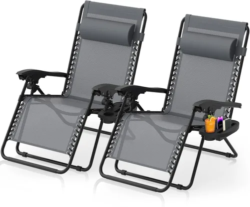 Vista 12 de Suteck Heated Zero Gravity Chair, 29" XL Oversized Reclining Lounge Chairs Dark Fossil Gray