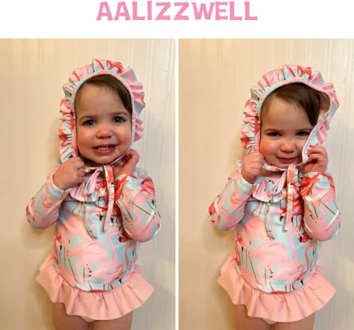 Vista 3 de Aalizzwell Bañador de manga larga para bebé niña