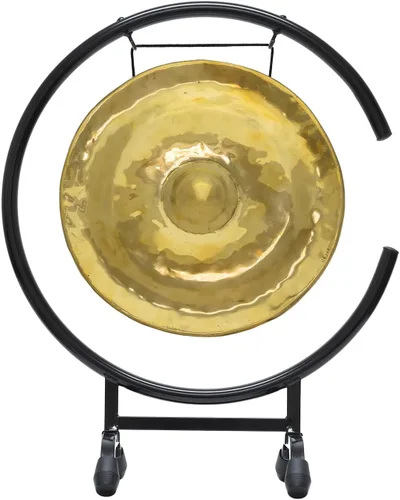 Vista 2 de Gongs de pezón dorado tailandés en soportes, incluye gong, tu elección de soporte y maza/tono brillante transparente/gong fabricado en Tailandia