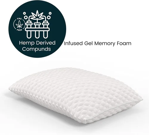 Vista 2 de ZenCloud - Almohada de espuma viscoelástica de gel calmante para dormir de lado, espalda y estómago, tamaño King, con extracto de cáñamo, relleno
